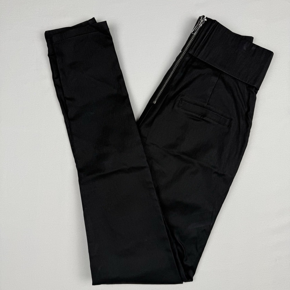 Tiger Mist Back It‎ Up Wet Look Black Faux Leather Pants XS Straight Leg Womens